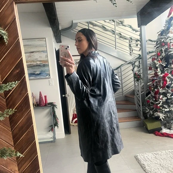 Vintage Emma James Liz Claiborne Leather trench coat - Picture 4 of 8